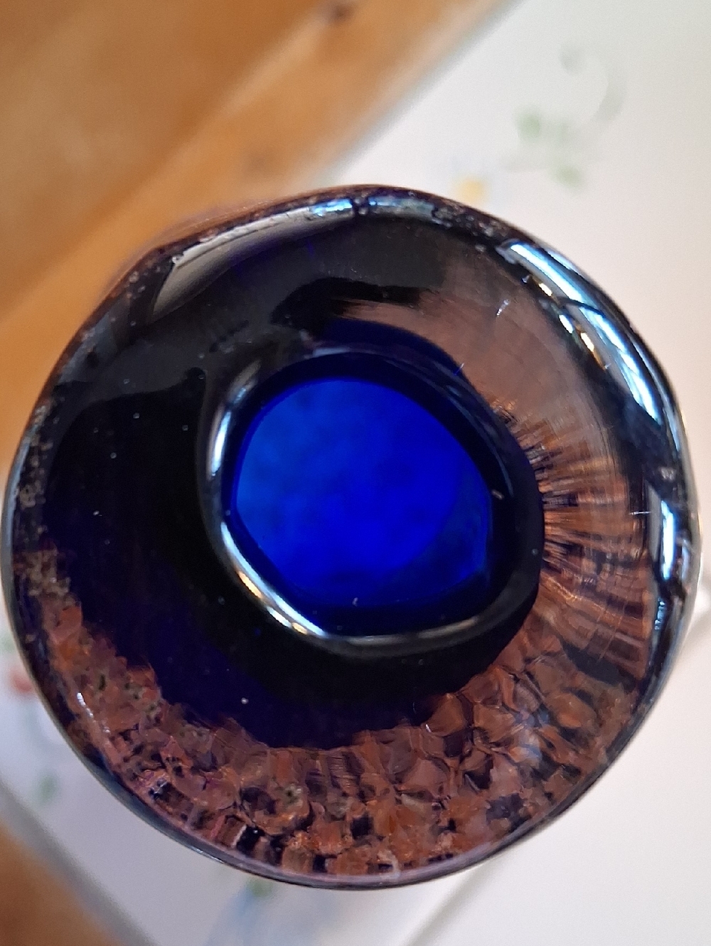 Super RARE Murano Cobalt Blue Glass Vase Gold TXTRD. By, Alessandro Mandruzzato. - Picture 16 of 16